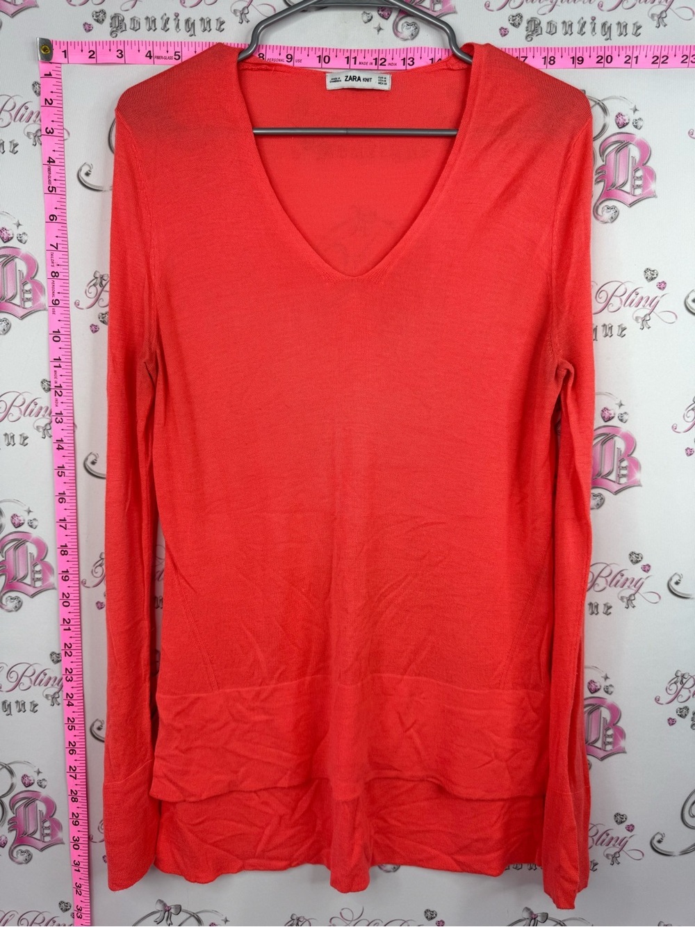 Zara long sleeve shirt orange red V-Neck Long Sleeve Top